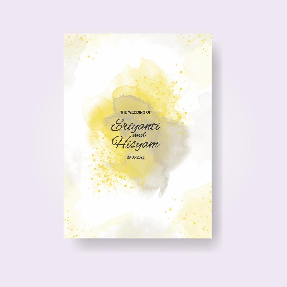 Watercolor wedding invitation card. Beautiful wedding card watercolor with splash. vector
