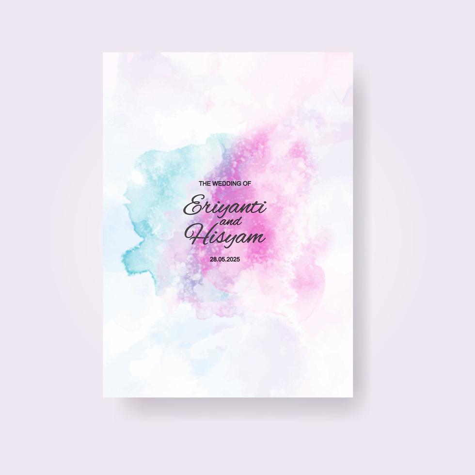 Watercolor wedding invitation card. Beautiful wedding card watercolor with splash. vector