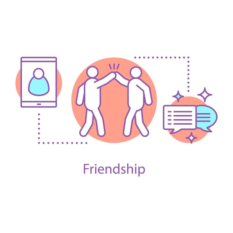 Friendship concept icon. Contacts establishing. Friends idea thin line illustration. Teamwork. Vector isolated outline drawing