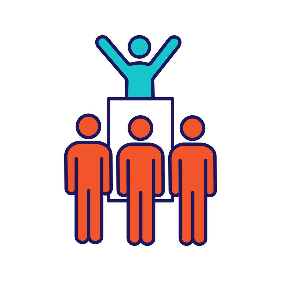 Protest leader color icon. Revolution. Protest collective actions. Political behaviour. Political speech. Social movement. Protesters. Isolated vector illustration