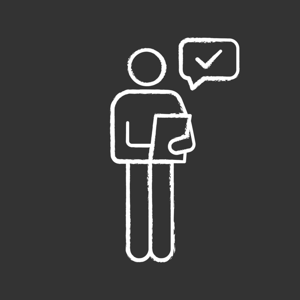 Person checking document chalk icon vector