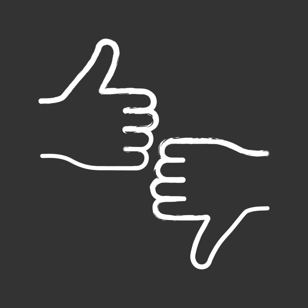 Likes and dislikes chalk icon. Positive, negative feedback. Reviews. Thumbs up and down hand gesture. Isolated vector chalkboard illustration