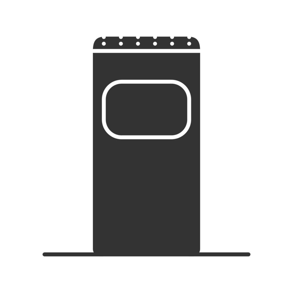 Garbage bin glyph icon. Trash can. Waste container. Silhouette symbol. Negative space. Vector isolated illustration