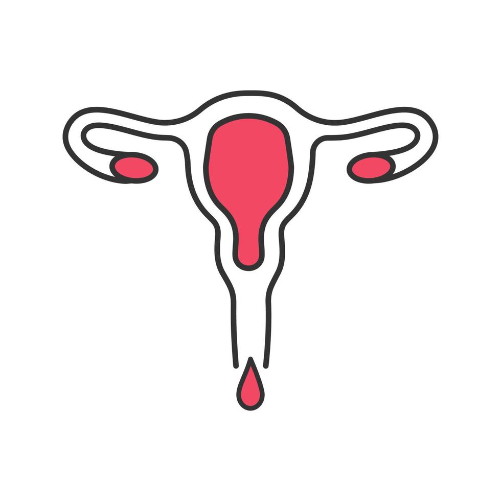 icono de color de la menstruación. sangrado menstrual. flujo vaginal. trastorno de la salud femenina. ilustración vectorial aislada vector