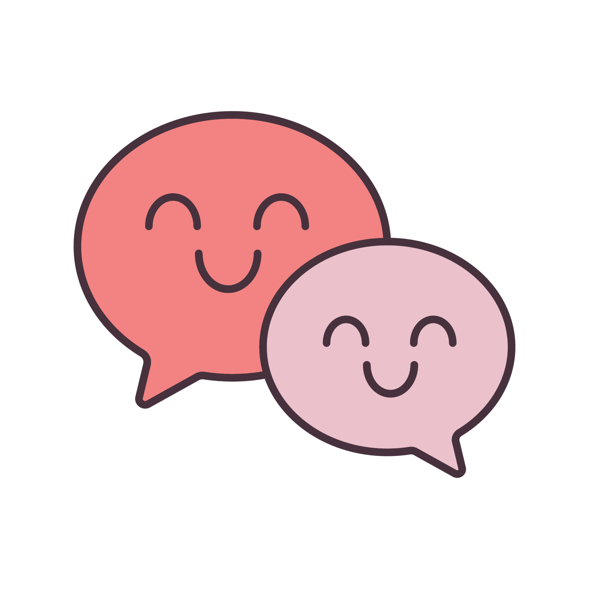 Smiling speech bubbles color icon. Happy chatting. Social media. Online