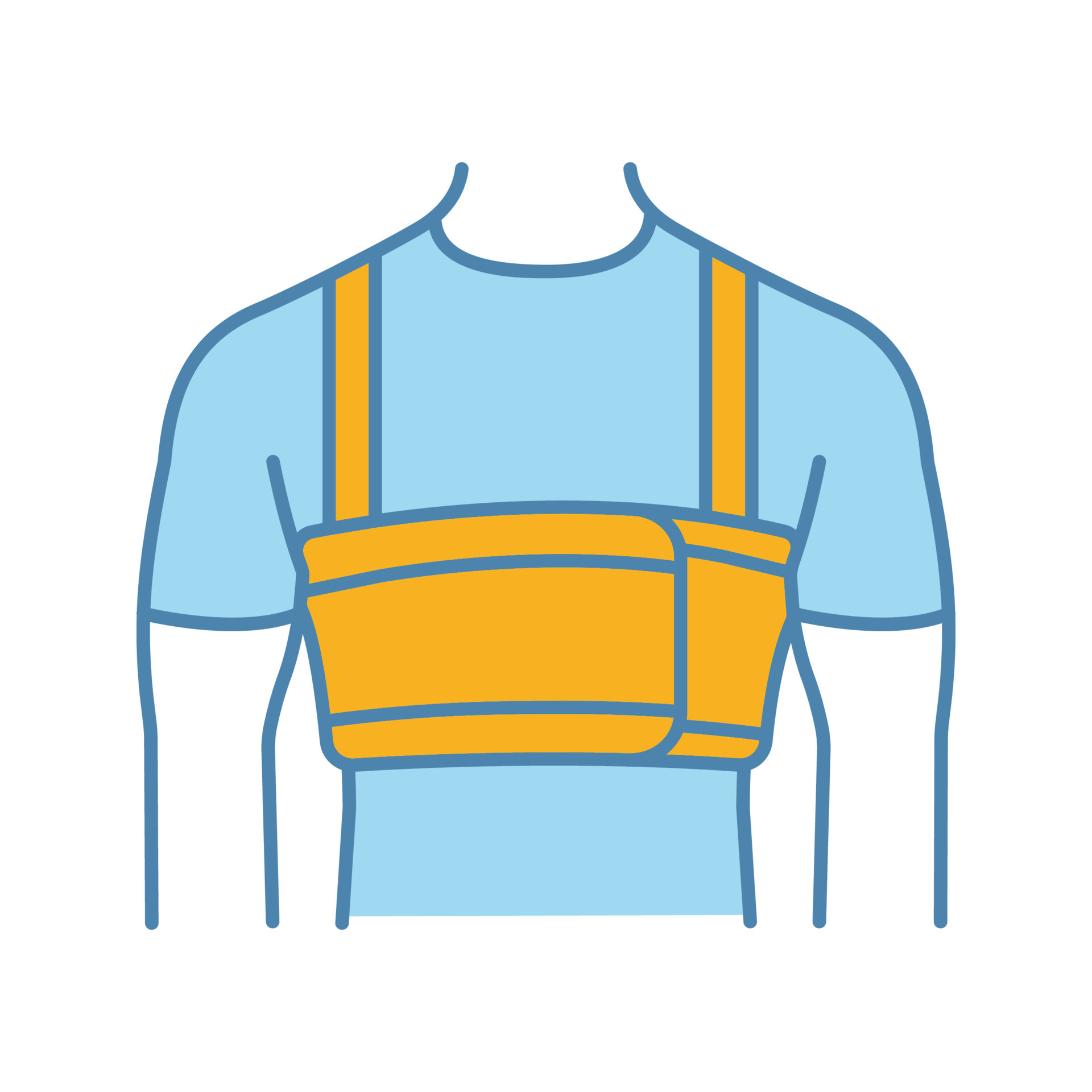 Surgical men rib belt color icon. Male post surgery chest binder