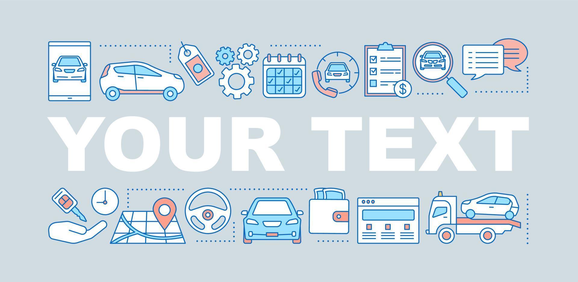 Car rental word concepts banner. Rent automobile. Auto leasing