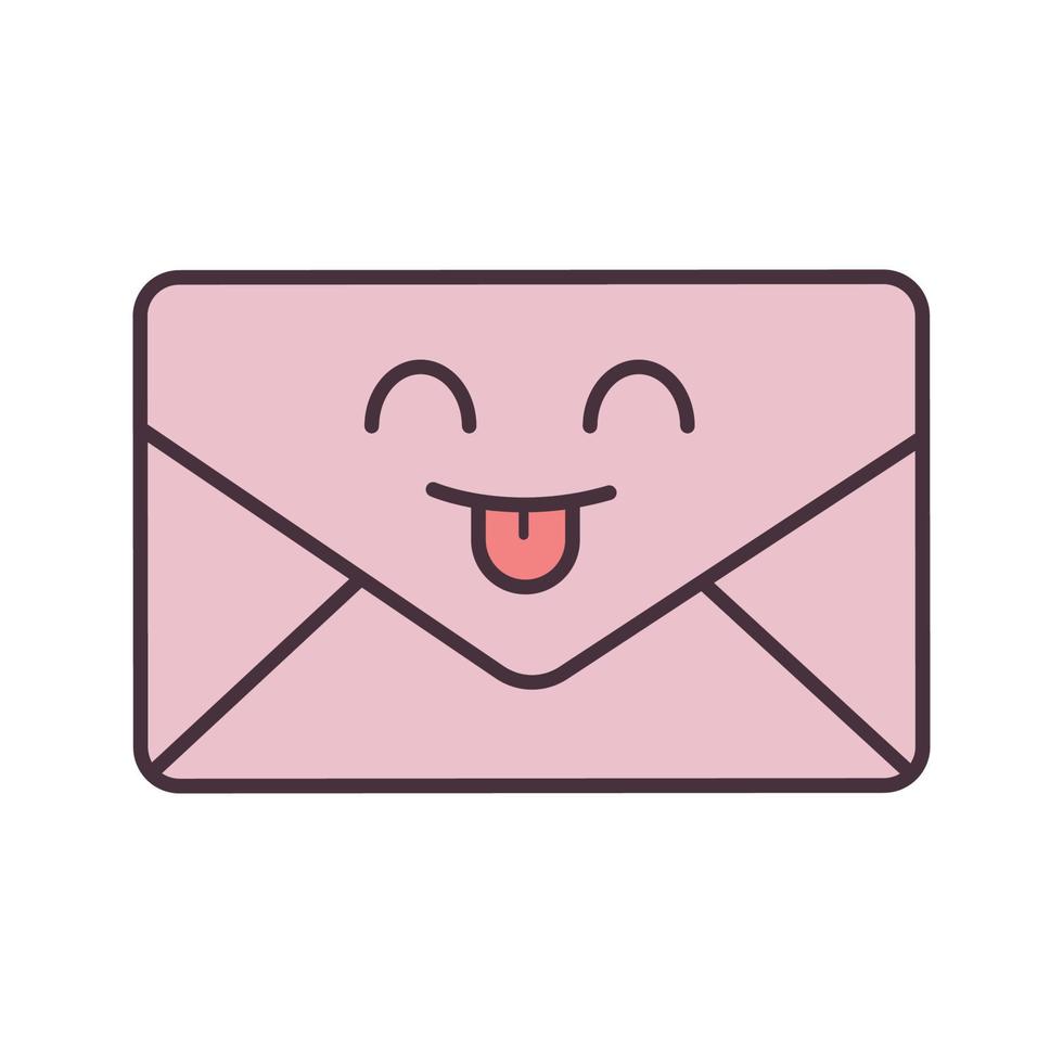 Smiling email character color icon. Quick and easy messenger. Envelope. Letter. Mailing. Emoji, emoticon. Isolated vector illustration