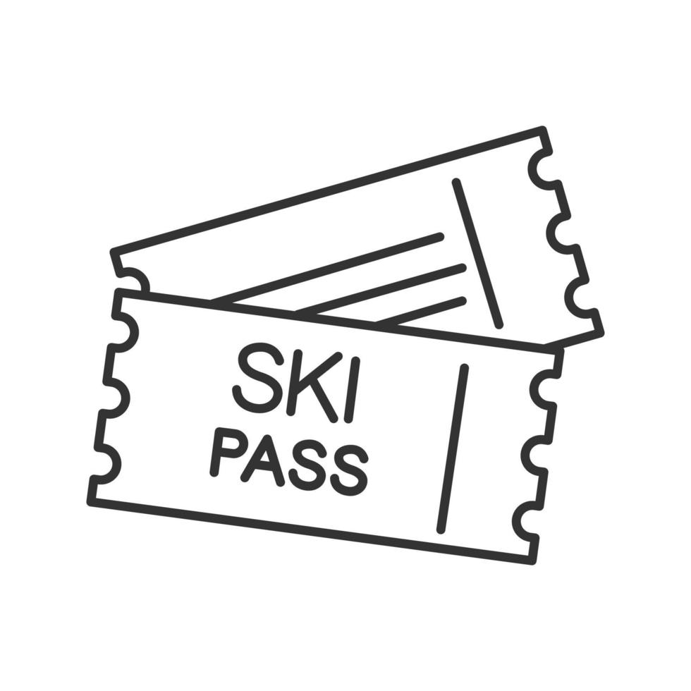 Ski pass linear icon. Thin line illustration. Lift tickets. Contour symbol. Vector isolated outline drawing