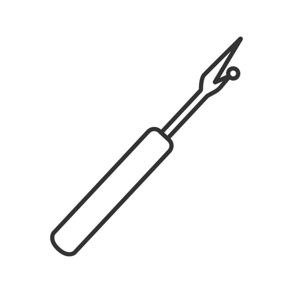 Sewing seam ripper linear icon. Thin line illustration. Stitch unpicking tool. Contour symbol. Vector isolated outline drawing