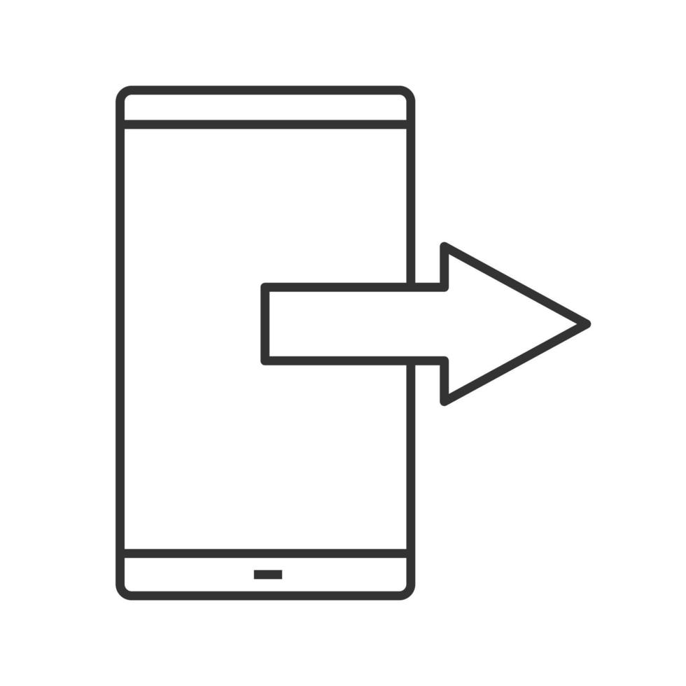 Mobile data transfer linear icon. Thin line illustration. Outgoing call or message. Smartphone. Contour symbol. Vector isolated outline drawing