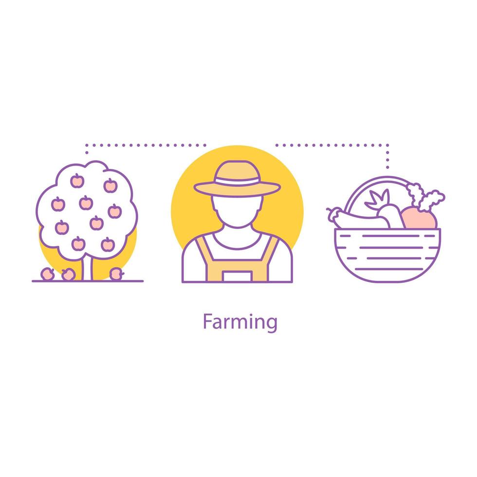 Agriculture concept icon. Farmer. Harvesting. Farming idea thin line illustration. Vector isolated outline drawing