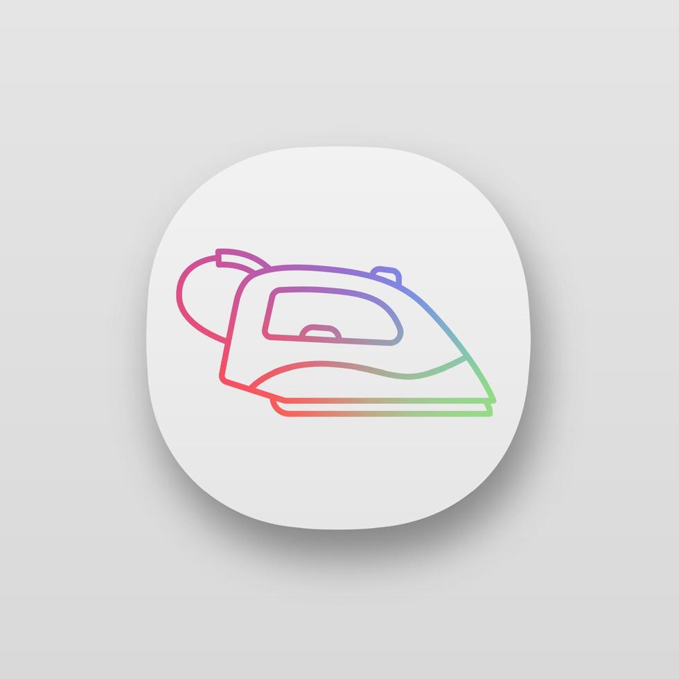Steam iron app icon. UI UX user interface. Household appliance. Web or mobile application. Vector isolated illustration