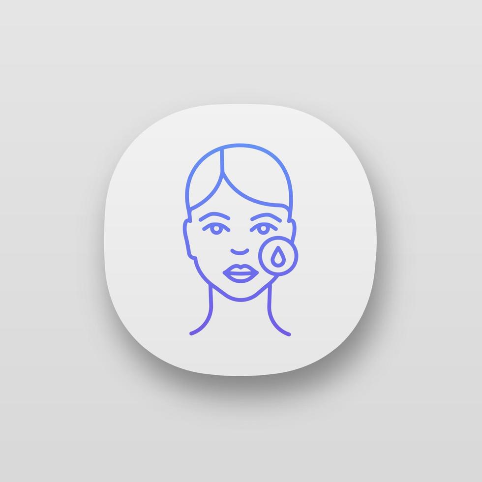 icono de la aplicación de eliminación de maquillaje. hidratante de la piel. protección de la piel. preparación de inyección de neurotoxina. procedimiento cosmético. rejuvenecimiento facial. utilizando ácido hialurónico. interfaz ui ux. vector ilustración aislada