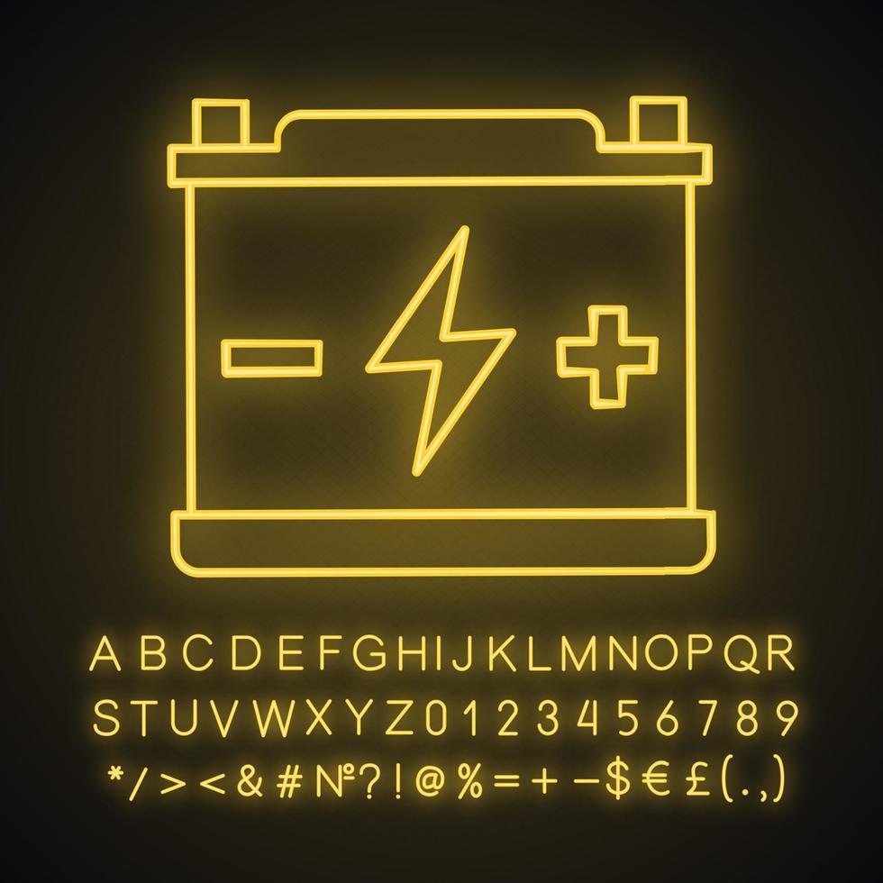 Accumulator neon light icon vector