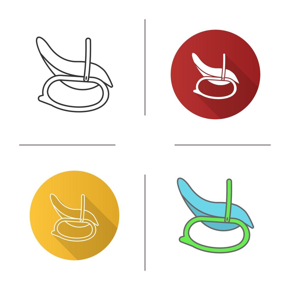 Baby rocking chair icon. Infant safety seat. Baby carrier basket. Flat design, linear and color styles. Isolated vector illustrations