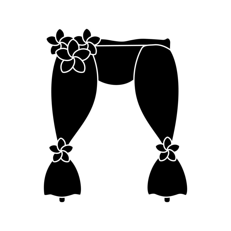 icono de glifo de arco de boda. decoraciones navideñas. arco de flores. zona de fotos del cenador de bodas. símbolo de silueta. espacio negativo. vector ilustración aislada