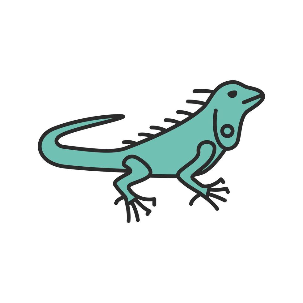 Iguana color icon. Herbivorous lizard. Isolated vector illustration