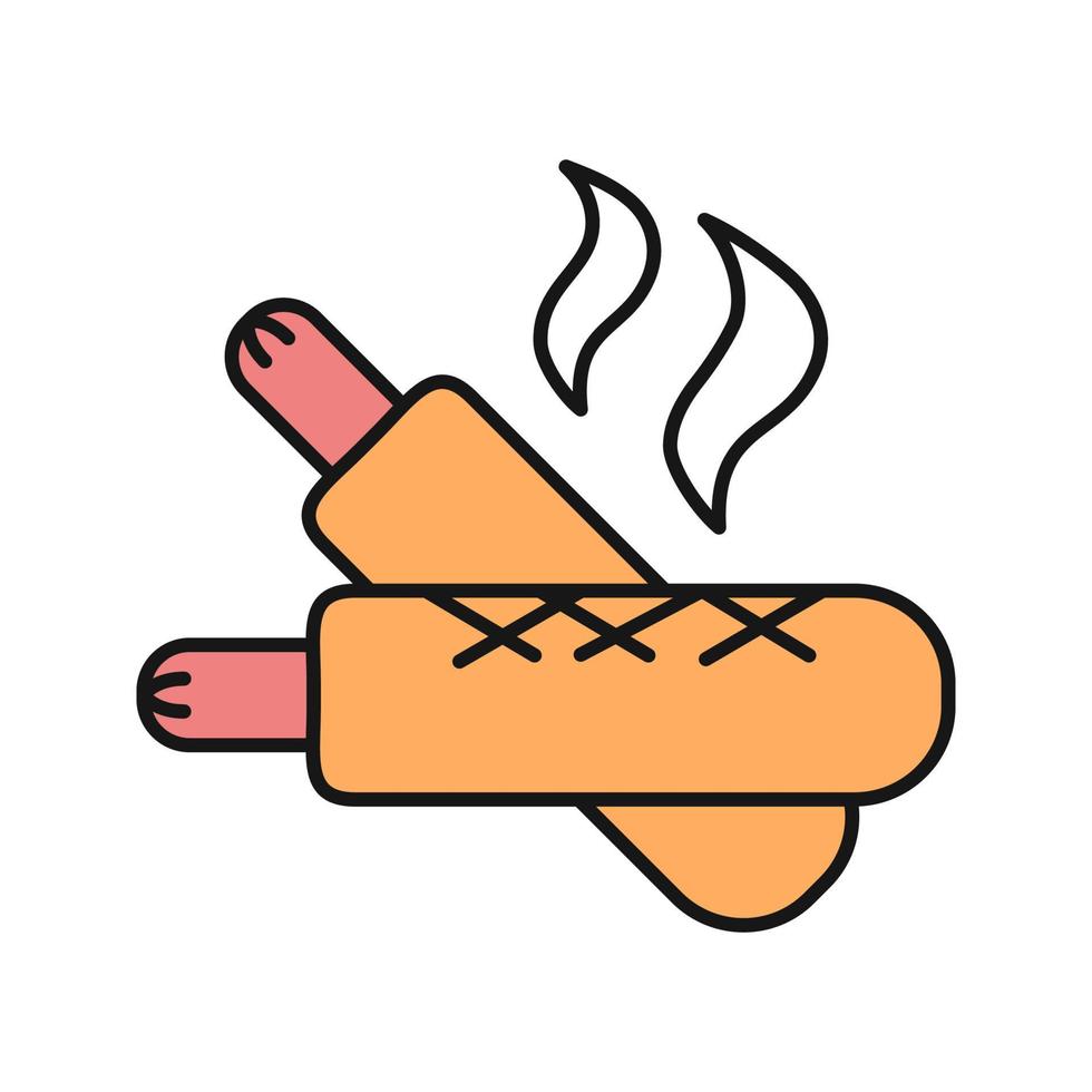 French hot dogs color icon. Sausages in dough. Isolated vector illustration
