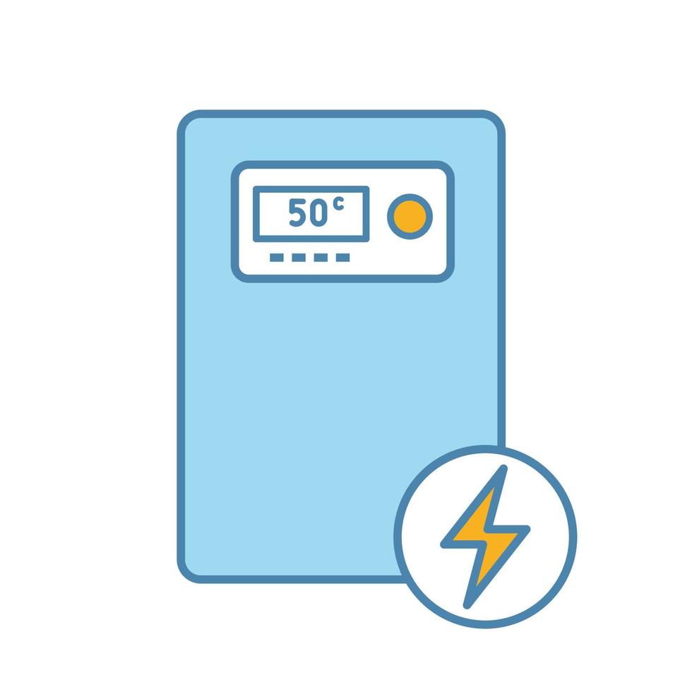 Icono de color de caldera de calefacción eléctrica. Calefactor central de la casa. sistema de calefacción. ilustración vectorial aislada vector