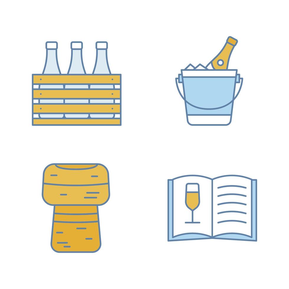 Alcohol color icons set vector