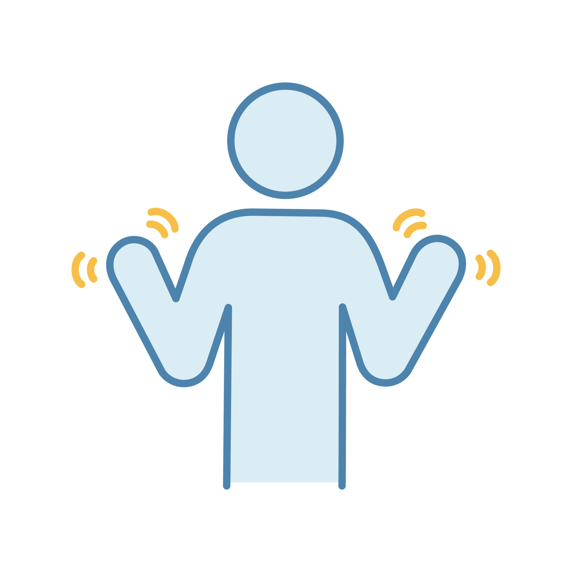 Hands tremor color icon. Parkinson's disease. Shaky hands. Anxiety