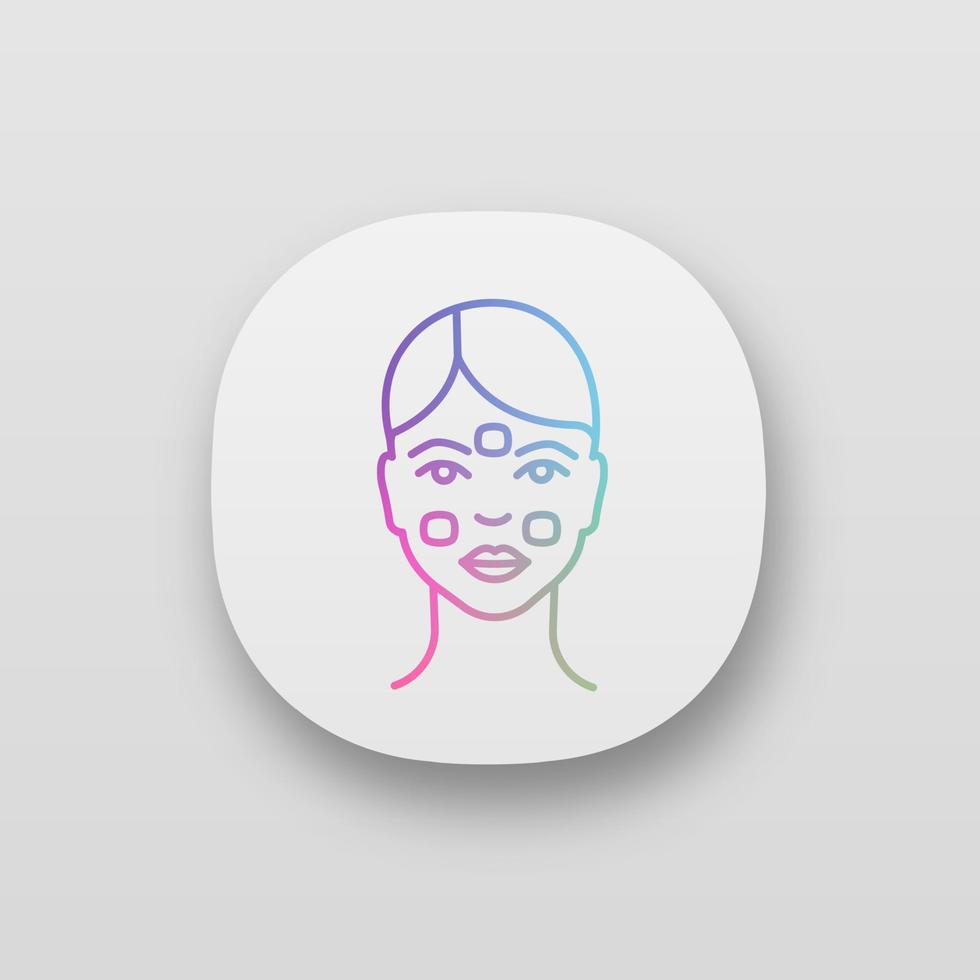 Anesthetic cream for neurotoxin injection app icon. Facial numbing cream. Neuro toxin injection preparation. Skin moisturizing. Anti wrinkle cream. UI UX user interface. Vector isolated illustration