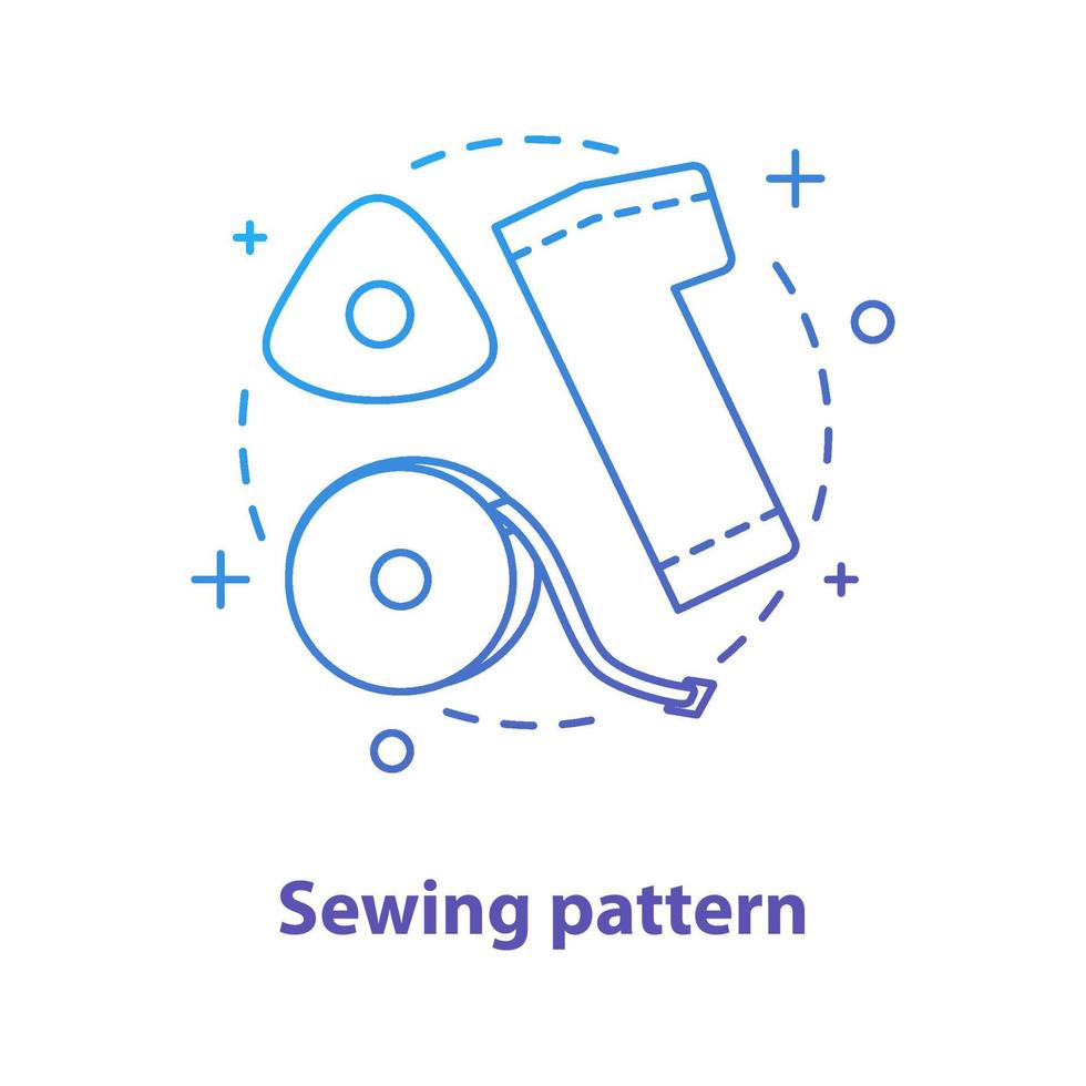 Sewing pattern creation concept icon. Dressmaking idea thin line illustration. Tailoring. Vector isolated outline drawing