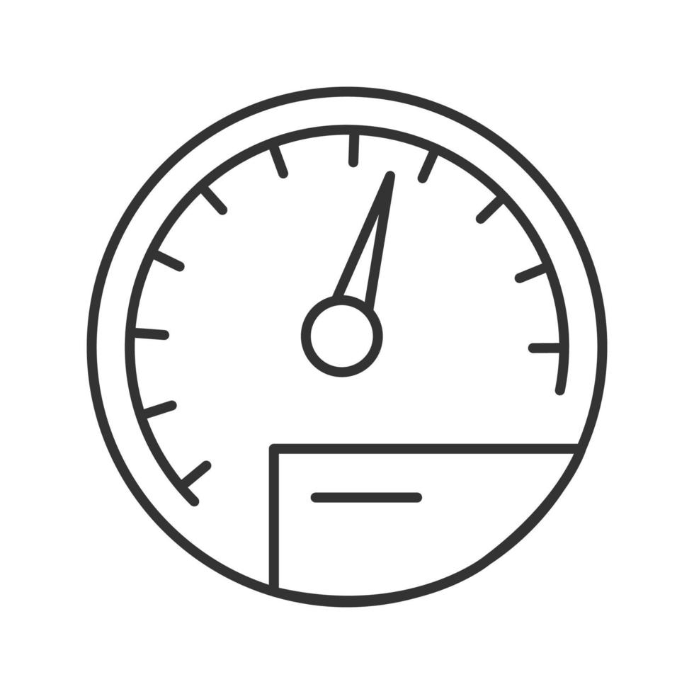 Speedometer linear icon. Thin line illustration. Dashboard. Contour symbol. Vector isolated outline drawing