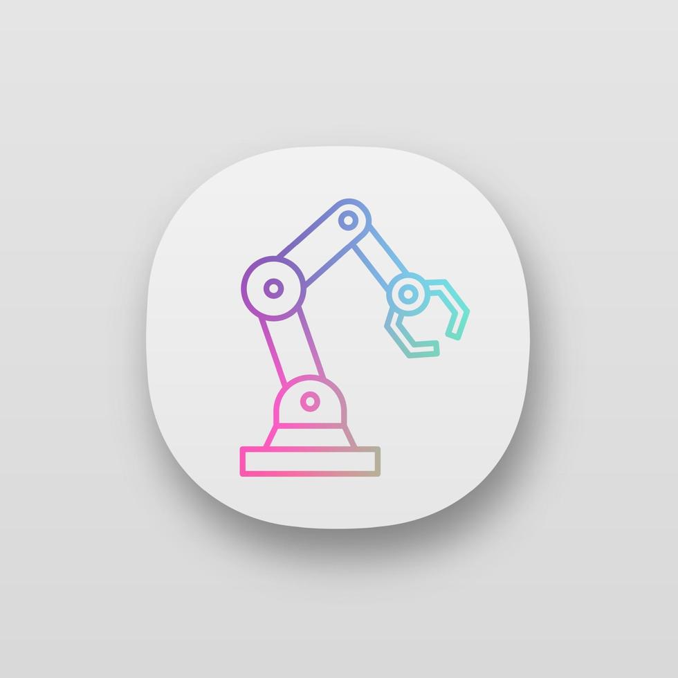 Industrial robotic arm app icon vector