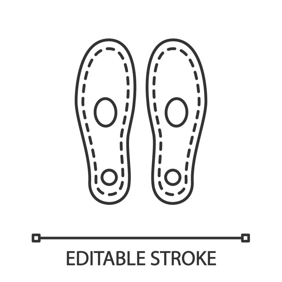 icono lineal de plantillas ortopédicas. soporte del arco. Ilustración de línea fina. plantillas ortopédicas. almohadillas para zapatos. tratamiento de pie plano. símbolo de contorno. dibujo de contorno aislado vectorial. trazo editable vector