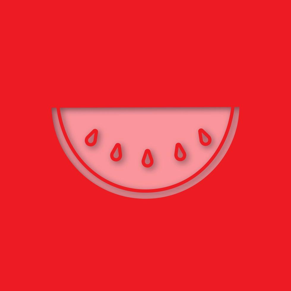 Watermelon slice paper cut out icon. Vector silhouette isolated illustration