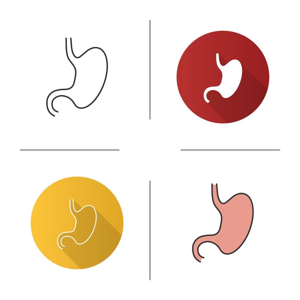 icono de estómago. tracto gastrointestinal. diseño plano, estilos lineales y de color. ilustraciones vectoriales aisladas vector