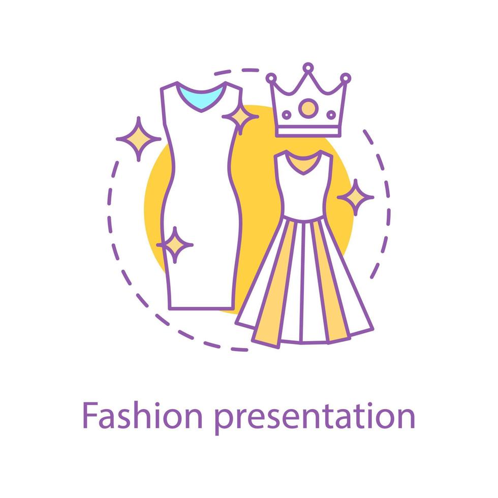 Fashion presentation concept icon. Clothes store idea thin line illustration. Dress code. Formal wear. Vector isolated outline drawing