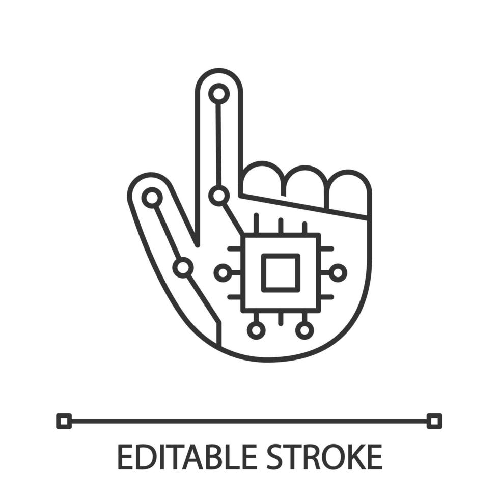 icono lineal de mano robótica vector