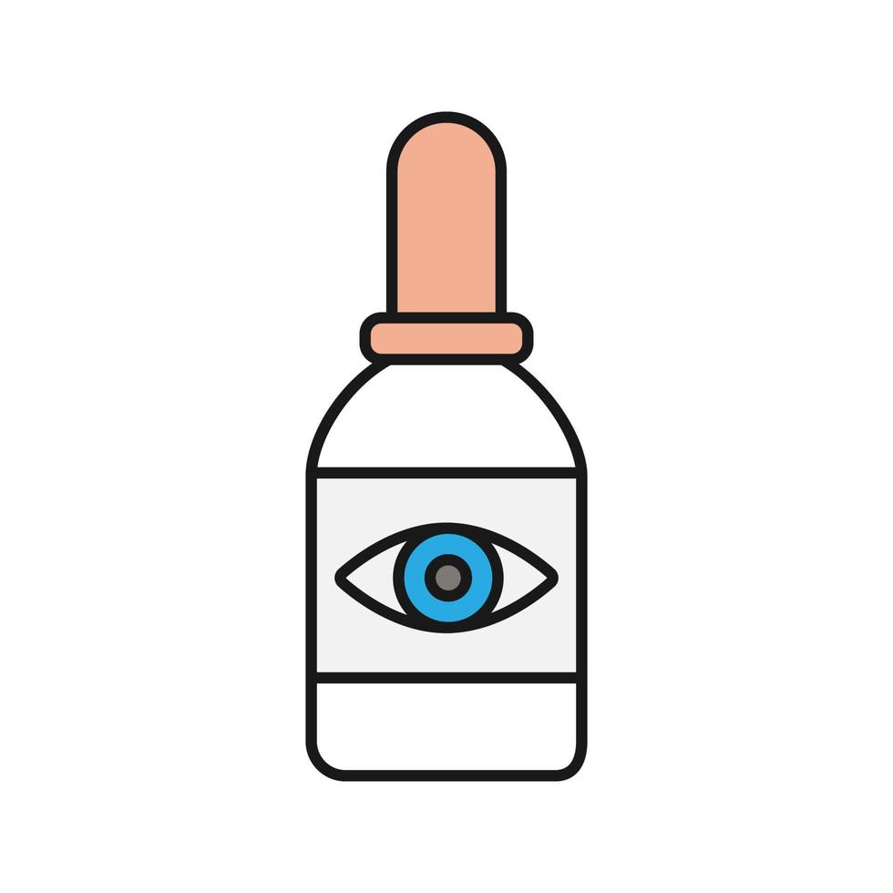 Eye drops color icon. Contact lens moistening. Isolated vector illustration