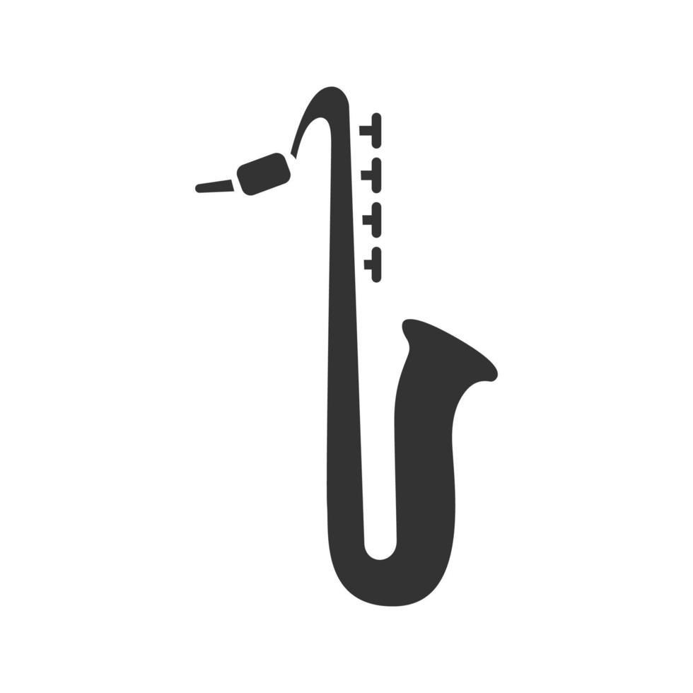 Saxophone glyph icon. Sax. Silhouette symbol. Negative space. Vector isolated illustration