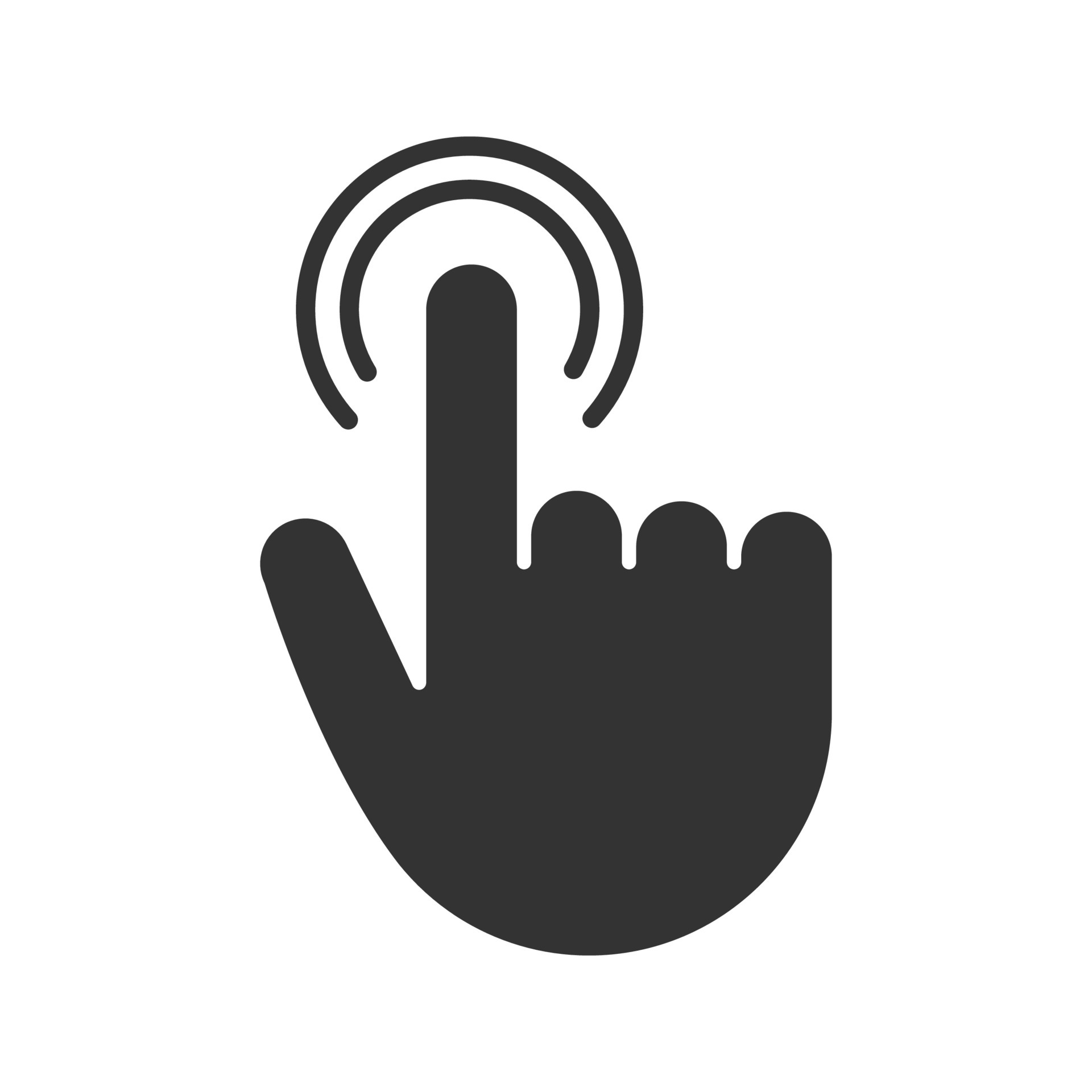 Double tap touch gesture glyph icon. Silhouette symbol. Hold and press