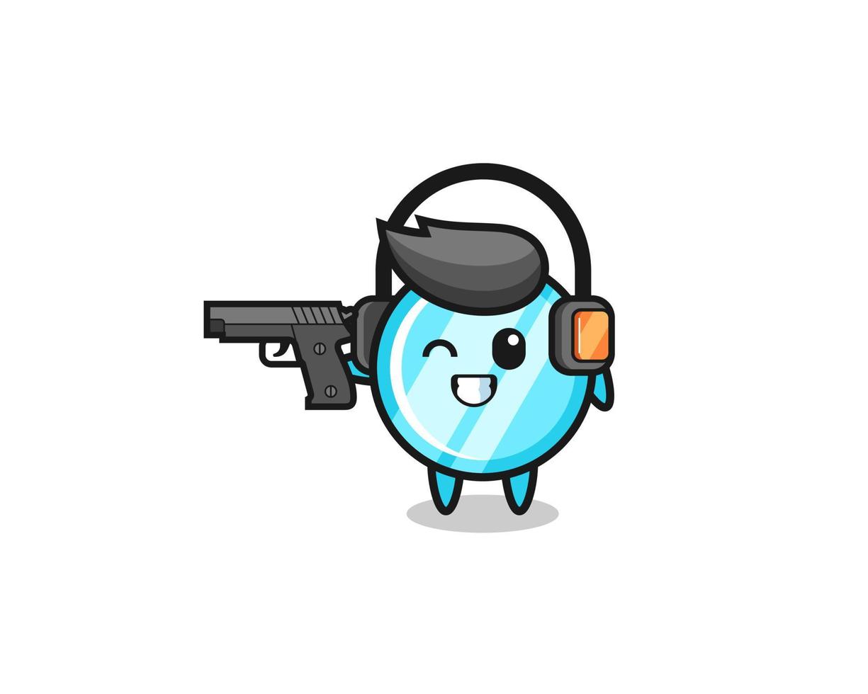 illustration of mirror cartoon doing shooting range vector