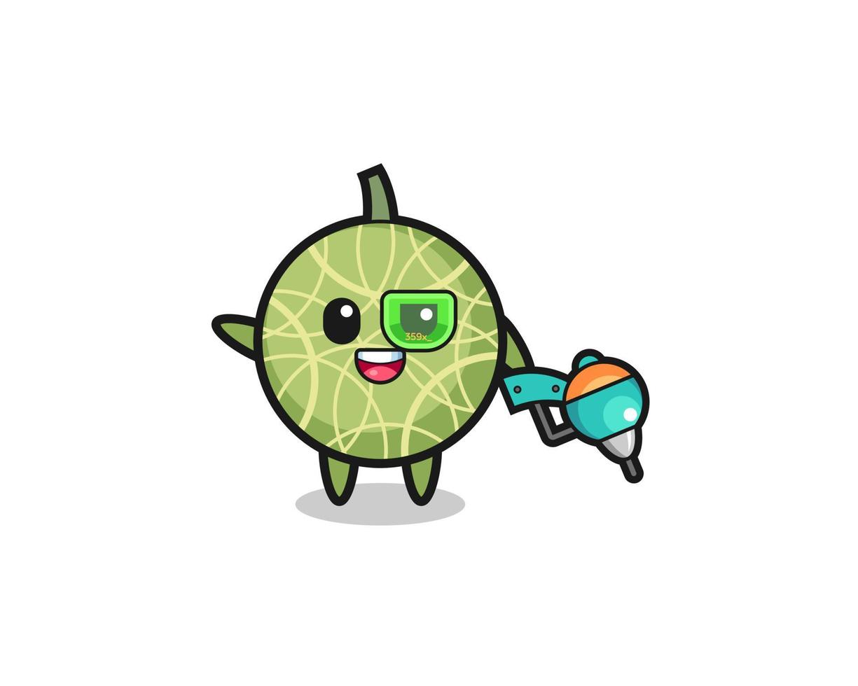 dibujos animados de melón como futura mascota guerrera vector