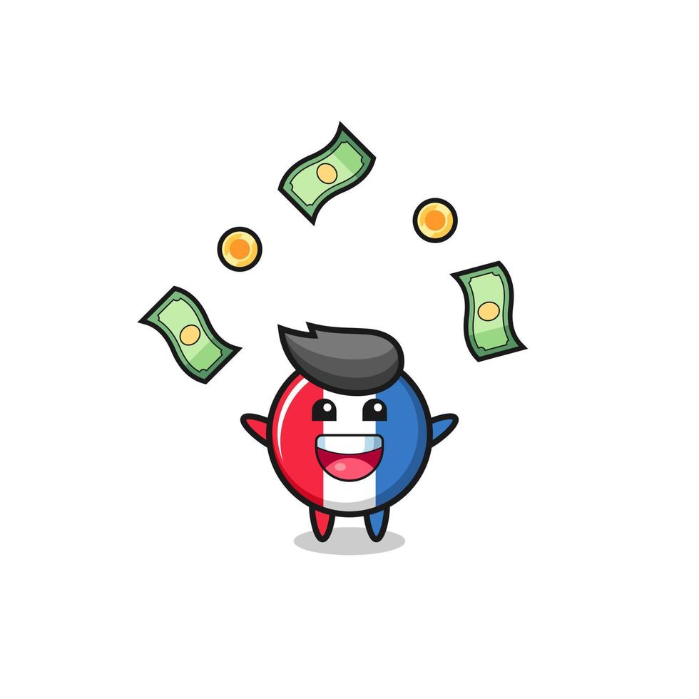 illustration of the france flag catching money falling from the sky vector