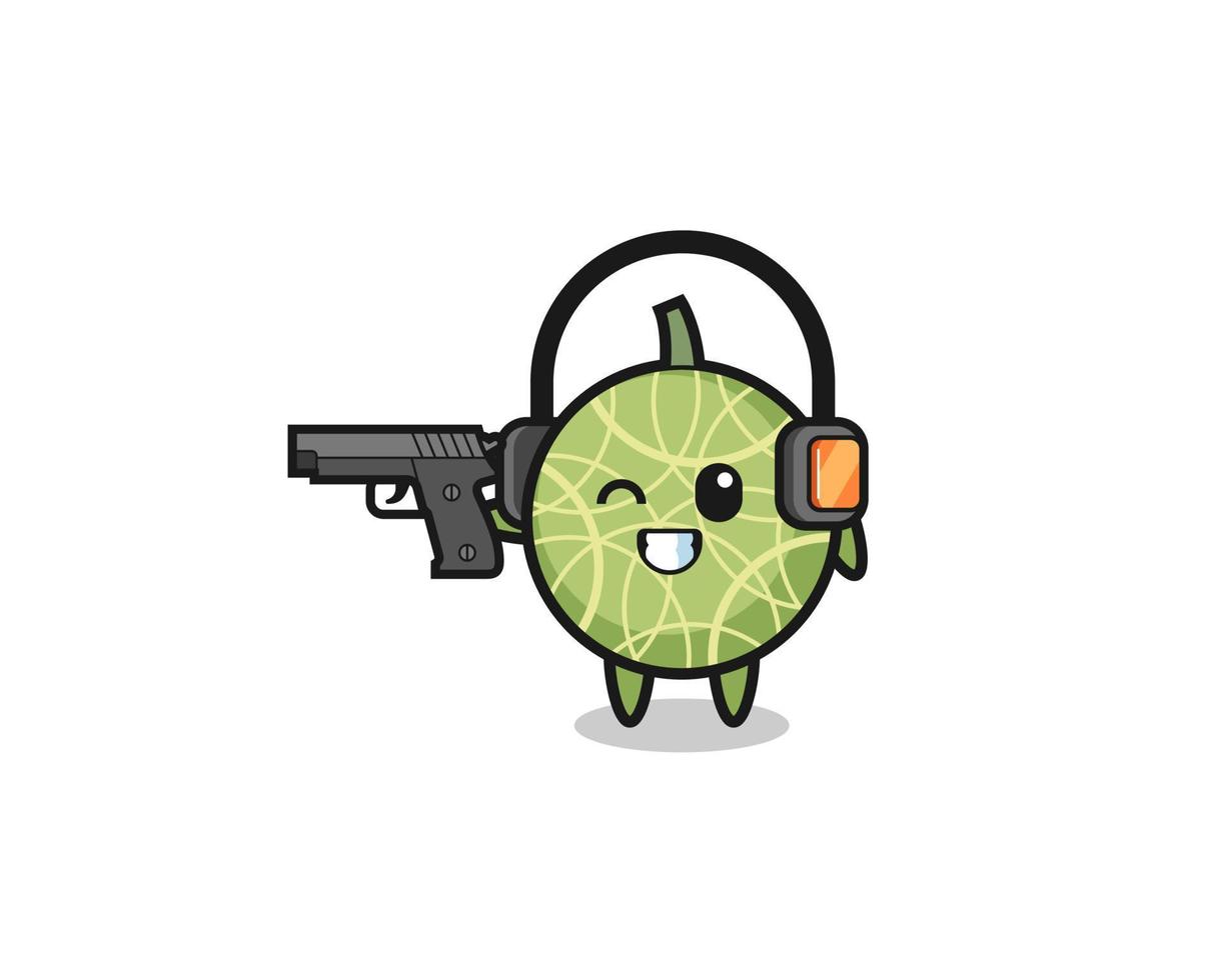 illustration of melon cartoon doing shooting range vector