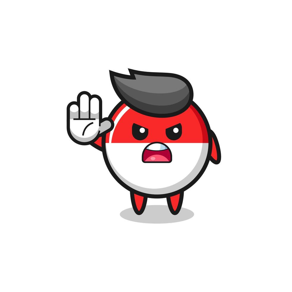 indonesia flag character doing stop gesture vector