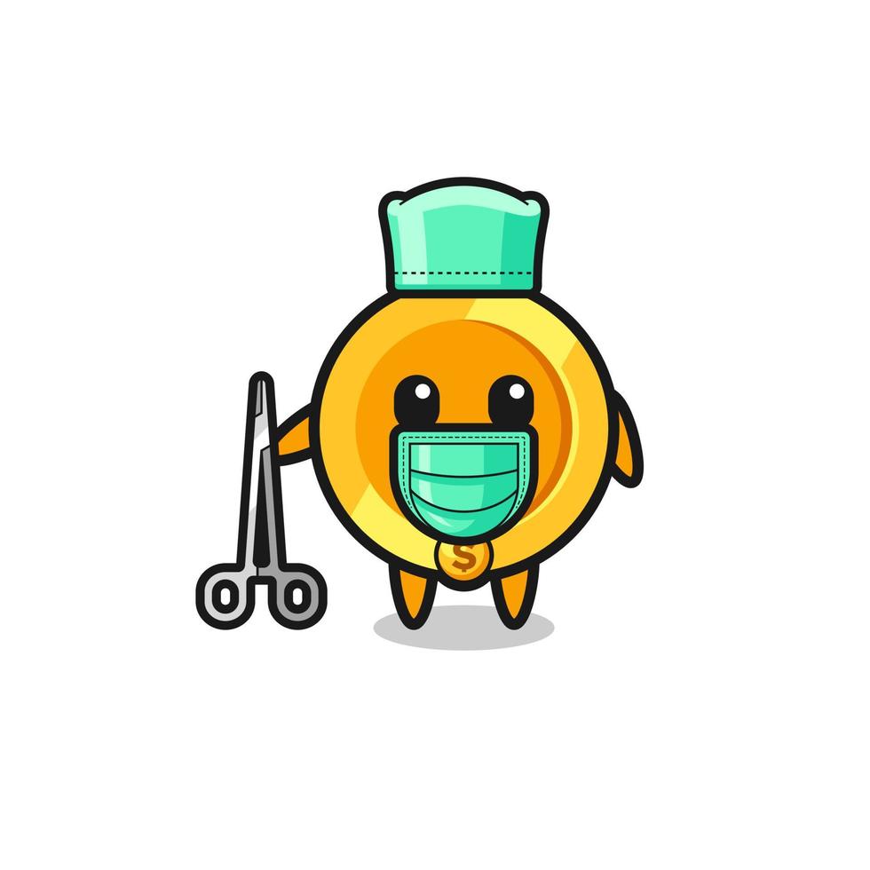 surgeon dollar coin mascot character vector