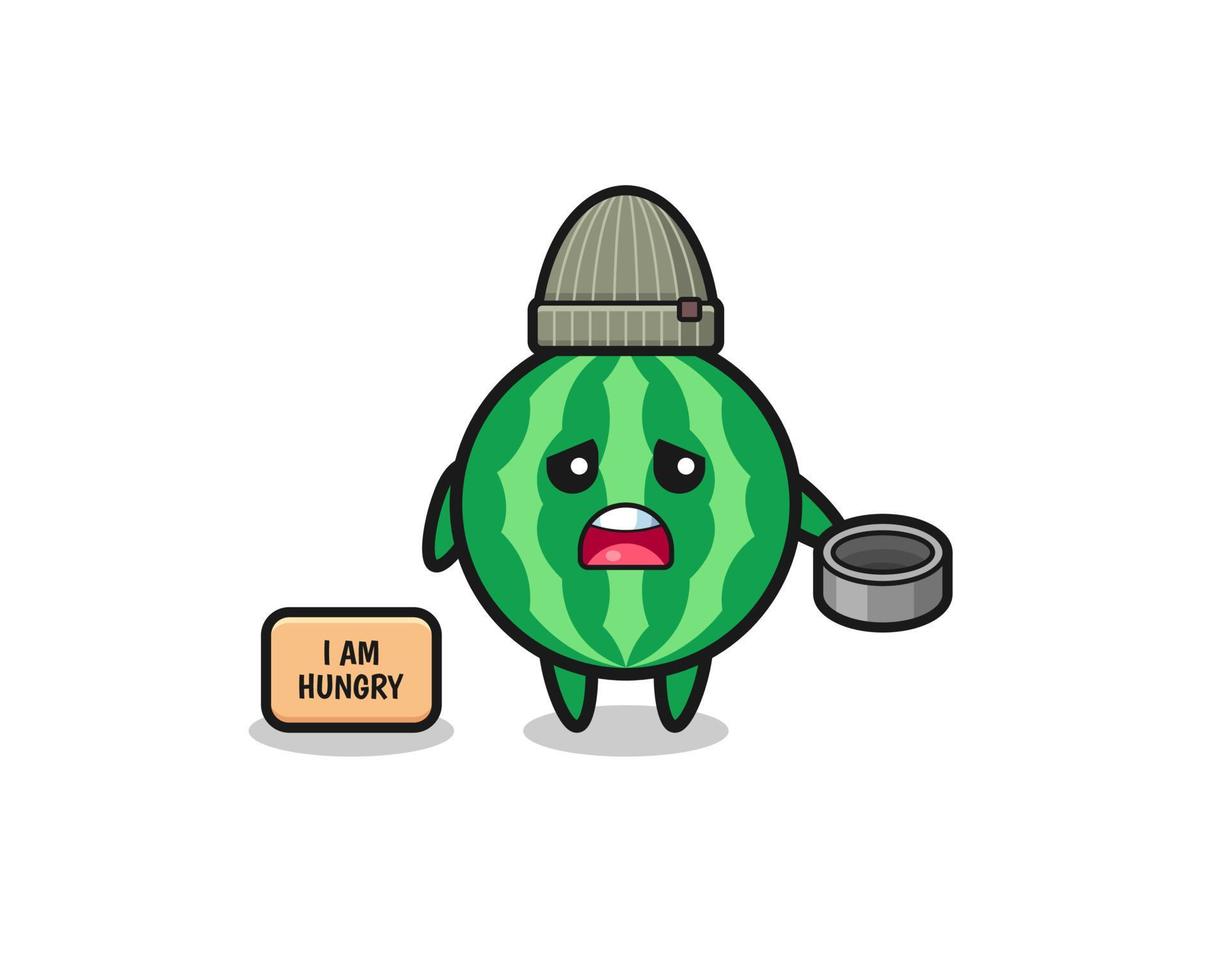 cute watermelon beggar cartoon character vector