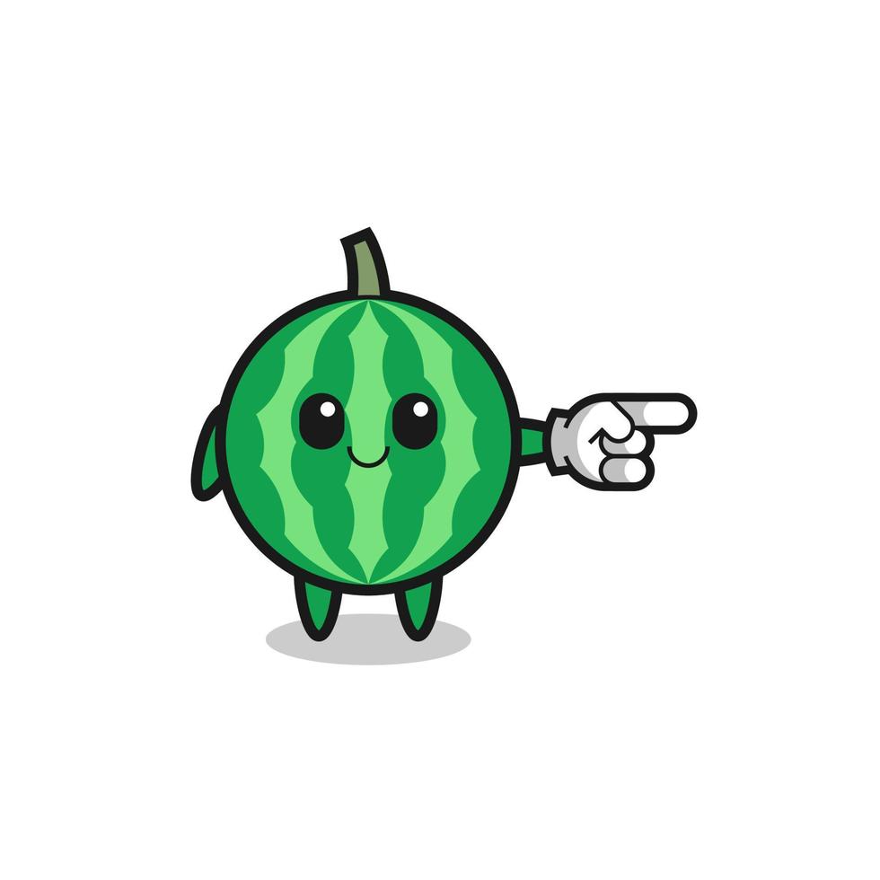 watermelon mascot with pointing right gesture vector