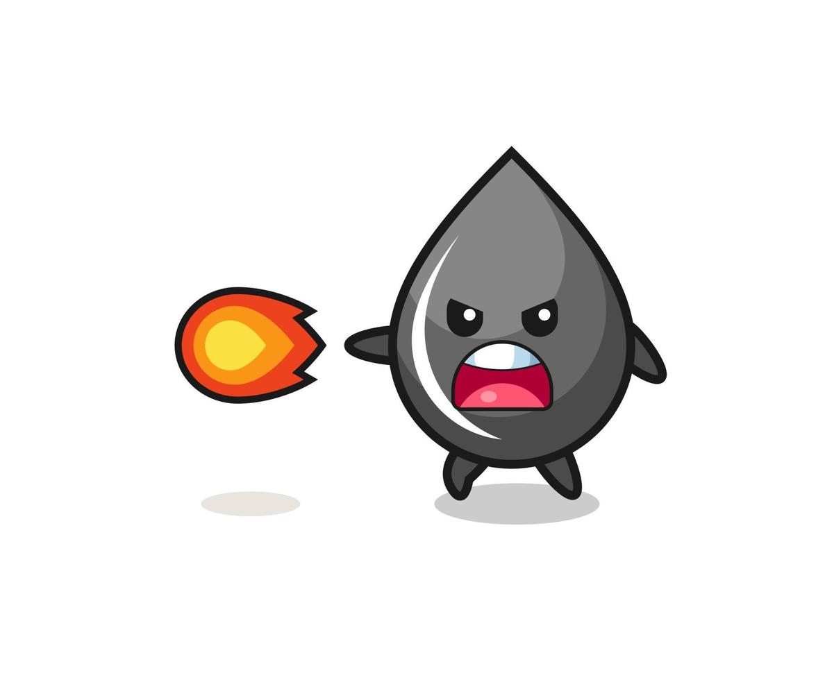 cute oil drop mascot is shooting fire power vector