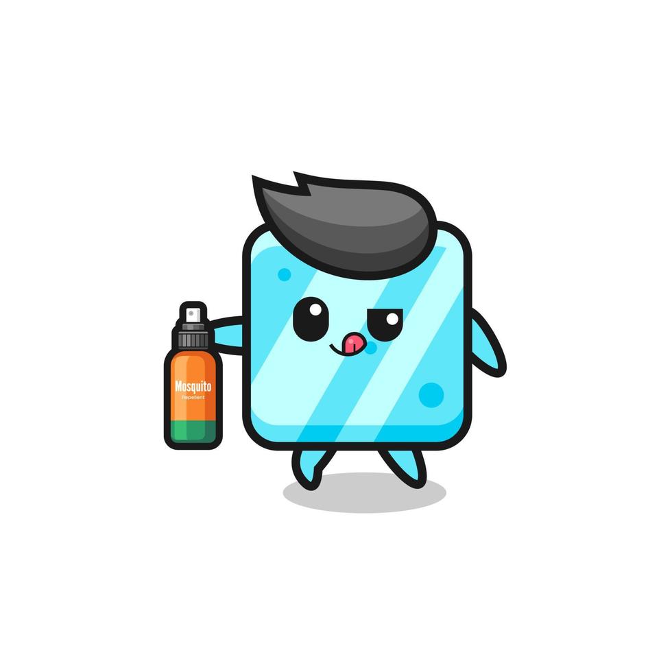 cute ice cube holding mosquito repellent vector