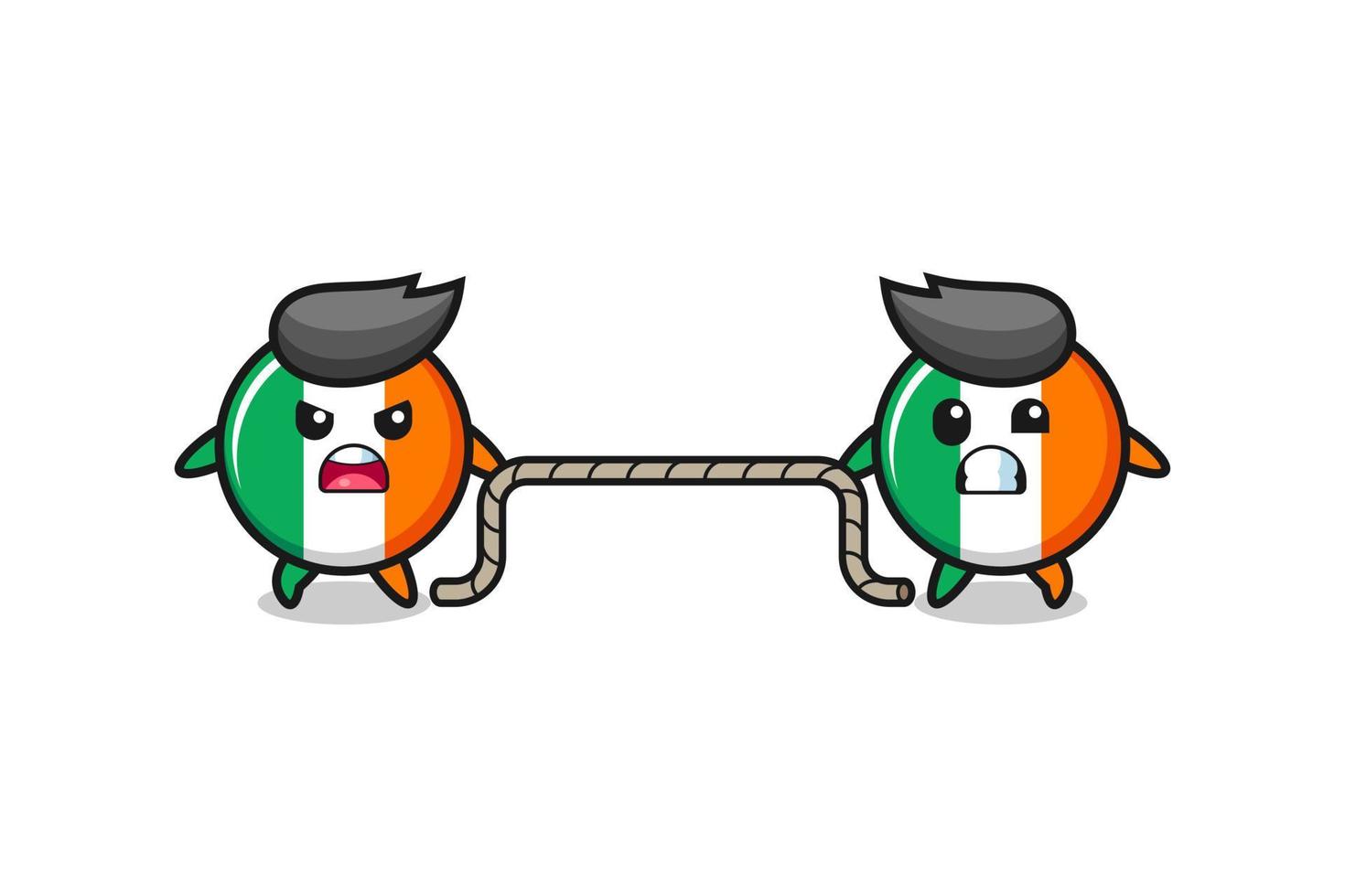 cute ireland flag character is playing tug of war game vector