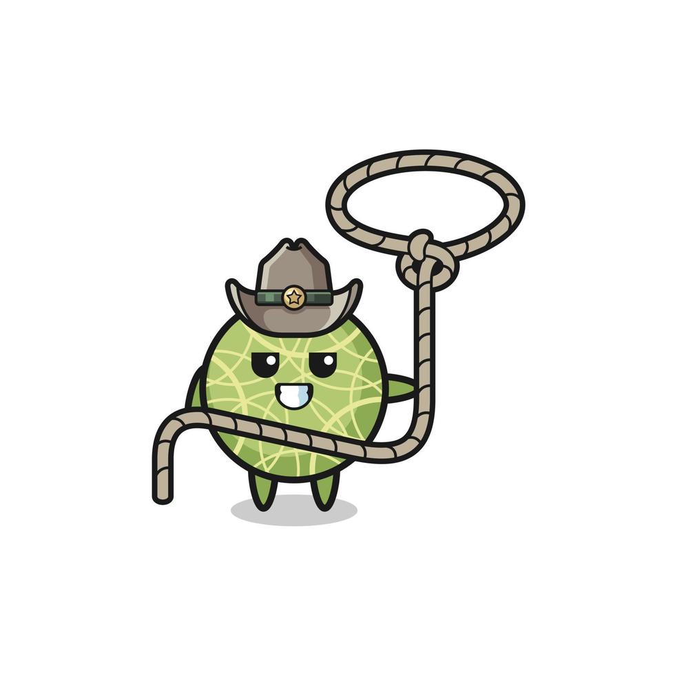 the melon cowboy with lasso rope vector